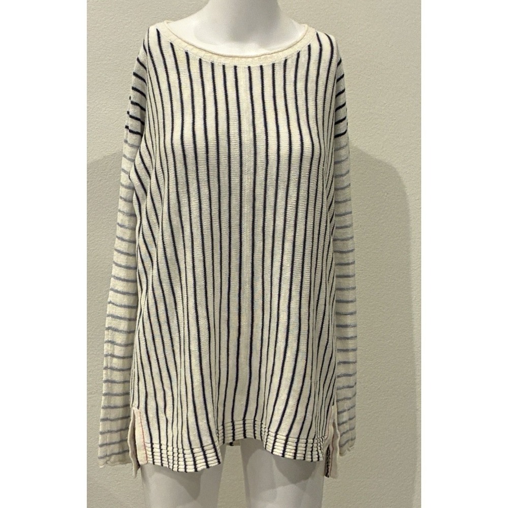 White Stuff Linen Blend Striped Top Womens UK 14 US 10-12 Nautical Coastal